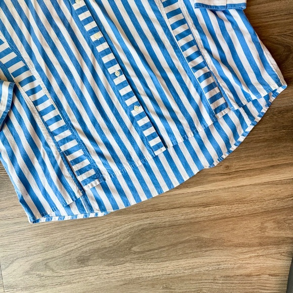 Vineyard Vines Oversized Button Down Shirt Blue White Stripe Long Sleeve Top 10 - Picture 11 of 14
